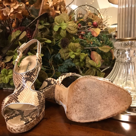 Oscar de la Renta Python Snakeskin Platform Heels - Picture 4 of 7